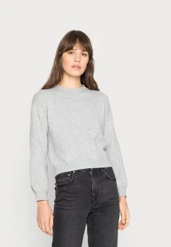 Auslauf 🤩 Even&Odd Damen POINTELLE CREW NECK JUMPER - Strickpullover - Mottled Light Grey 🌟