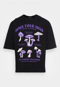 Aktion ✔️ Even&Odd OPEN YOU MIND MUSHROOMS TEE UNISEX - T-Shirt Print - Black 🎉 -Even Od Verkaufe 042bdf5c6a1347eabbe6520573195212