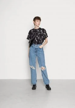 Coupon 🎁 Even&Odd Damen TONJA ABSTRACT LINE FACE AOP TEE - T-Shirt Print - Black 🥰 -Even Od Verkaufe 0a89e430df9d43c794d366a90c79ae61