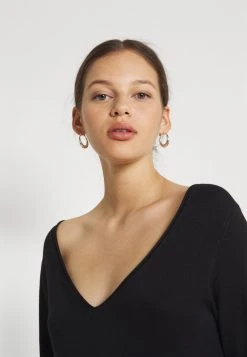 Angebote 🛒 Even&Odd Damen KNIT MAXI V NECK 😉 DRESS WITH SLIT - Strickkleid - Black ❤️ -Even Od Verkaufe 0d36701e430e41369fa545bf3e64f2ed