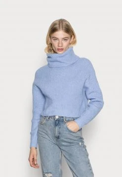 Brandneu 🔔 Even&Odd Damen CROPPED LOOSE TURTLENECK - Strickpullover - Light Blue 🔥