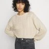 Top 10 😀 Even&Odd CROPPED LOOSE CABLE JUMPER - Strickpullover - Sand | Damen ✨
