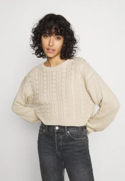 Top 10 😀 Even&Odd CROPPED LOOSE CABLE JUMPER - Strickpullover - Sand | Damen ✨
