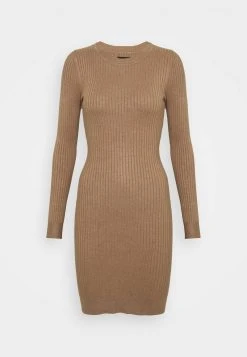 Schlussverkauf 🎉 Even&Odd Damen Knit Mini Wide Rib Basic Dress - Etuikleid - Mottled Dark Brown 🔔 -Even Od Verkaufe 17cedc2b2e1e43b2aecf5355a5e03f00