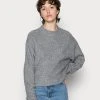 Am billigsten 🔔 Even&Odd Damen BAT SHAPE MOCK NECK SHORTER - Strickpullover - Mottled Grey ✔️