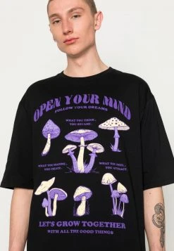 Aktion ✔️ Even&Odd OPEN YOU MIND MUSHROOMS TEE UNISEX - T-Shirt Print - Black 🎉 -Even Od Verkaufe 1ac5c760bacb4142b9c34d3dce8d951e
