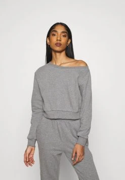 Auslauf ⭐ Even&Odd Damen Off Shoulder&Jogger Set - Sweatshirt - Mottled Grey ✨