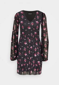 Bestpreis ✨ Even&Odd CINTERED V NECK ALL OVER MESH MINI VOLANT DRESS - Freizeitkleid - Black/red | Damen 👍 -Even Od Verkaufe 5781aa4a29ff4611a021527f3430fc60