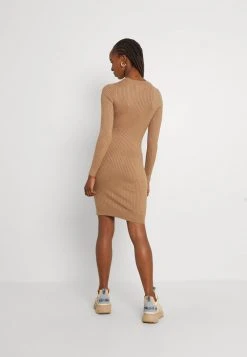 Schlussverkauf 🎉 Even&Odd Damen Knit Mini Wide Rib Basic Dress - Etuikleid - Mottled Dark Brown 🔔 -Even Od Verkaufe 5e47ea07626b46898e80812b11be6c11