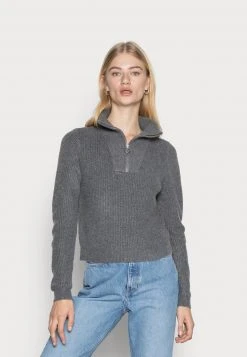 Brandneu ✨ Even&Odd HALF ZIP JUMPER - Strickpullover - Mottled Dark Grey | Damen 🥰