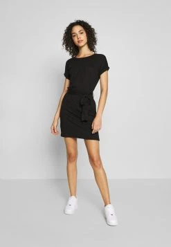 Beste Bewertungen von ✨ Even&Odd Damen BASIC Short Sleeves Mini Belted Dress - Jerseykleid - Black/black 😀 -Even Od Verkaufe 734acddaee2a41e79c3065f1007bd6be