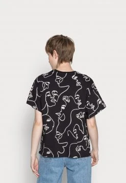 Coupon 🎁 Even&Odd Damen TONJA ABSTRACT LINE FACE AOP TEE - T-Shirt Print - Black 🥰 -Even Od Verkaufe 7434fb5e71fe4a28a3944a555bd851bd