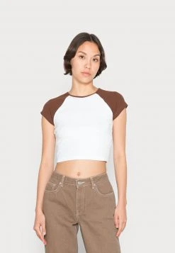 Bestpreis 😍 Even&Odd T-Shirt Basic - White Brown | Damen 🤩