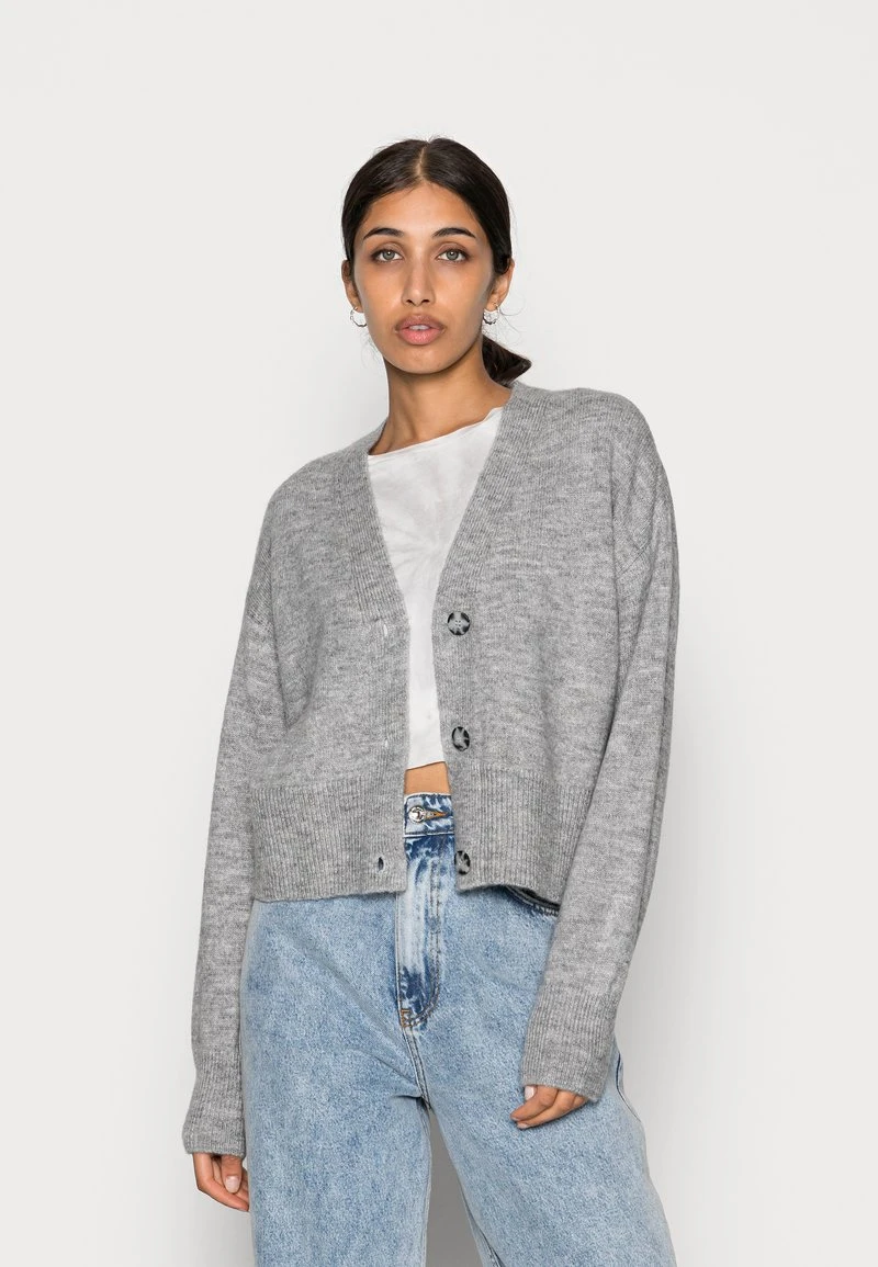 Coupon ✔️ Even&Odd Damen BASIC BLEND BUTTON CROP - Strickjacke - Mottled Grey ✨ 3 Coupon ✔️ Even&Odd Damen BASIC BLEND BUTTON CROP - Strickjacke - Mottled Grey ✨
