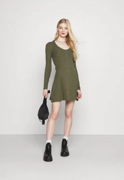 Bestpreis 😉 Even&Odd Ribbed Button Through Mini ✔️ Dress - Strickkleid - Green | Damen ⌛ -Even Od Verkaufe 7d1f395e22cd4f418ed6b309097b0c83
