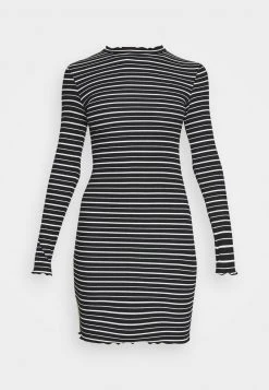 Top 10 🔔 Even&Odd Damen Rushed Edges Mini High Neck Long Sleeves Dress - Etuikleid - Black/ White ⌛ -Even Od Verkaufe 7d2a11fc40d14301a87185d8f641a987