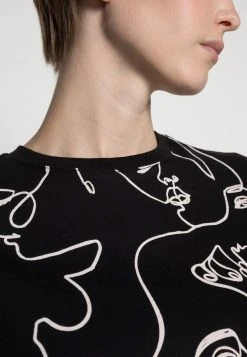 Coupon 🎁 Even&Odd Damen TONJA ABSTRACT LINE FACE AOP TEE - T-Shirt Print - Black 🥰 -Even Od Verkaufe 7e648ba782d44463ba3e4a8cff7b9b3d