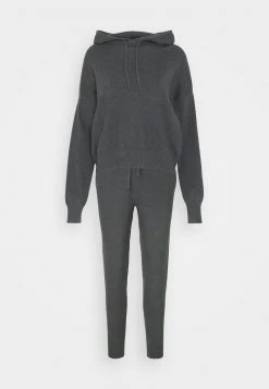Großhandel 😍 Even&Odd Damen Jogger And Hoodie Set - Strickpullover - Mottled Dark Grey 🧨