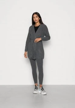 Schlussverkauf 😉 Even&Odd Damen CARDIGAN & LEGGINGS SET - Strickjacke - Mottled Dark Grey ✔️
