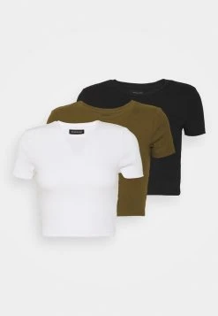 Billig 💯 Even&Odd Damen 3 PACK - T-Shirt Basic - Black/white/khaki 🤩 -Even Od Verkaufe 9ba667b5111748ac9a8e13152e4f3b9a