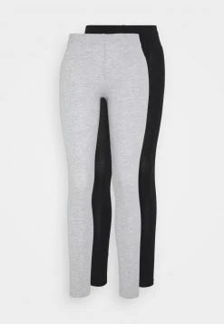 Billig 😉 Even&Odd Damen 2 PACK - Leggings - Hosen - Mottled Light Grey/black ⭐