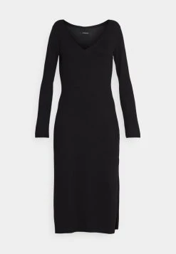 Angebote 🛒 Even&Odd Damen KNIT MAXI V NECK 😉 DRESS WITH SLIT - Strickkleid - Black ❤️ -Even Od Verkaufe aa848b9b7bcf4897824ca3c997f6332d