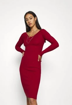 Blitzangebot 👍 Even&Odd Damen KNIT V NECK MIDI BODYCON DRESS - Etuikleid - Red 👍