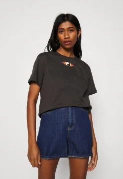 Budget 🎉 Even&Odd Damen CLARE YIN YANG FLAMES SMALL PRINT TEE / 801 - ANTHRACITE - T-Shirt Print - Anthracite ✨