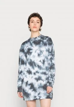 Neu ✨ Even&Odd Damen CREW NECK TYE DIE DRESS - Freizeitkleid - Black/white 🎉