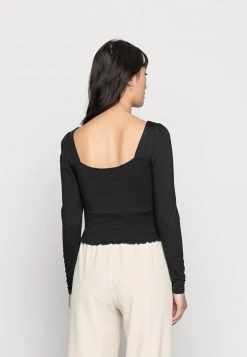 Auslauf 💯 Even&Odd Damen SHIRRING DETAIL LONG SLEEVE CROP WITH GATHER - Langarmshirt - Black 👍 -Even Od Verkaufe bc64a596fdc24d4d9dea4742e3b3fff3