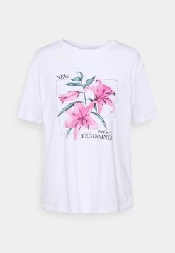 Angebote 😉 Even&Odd Damen T-Shirt Print - White ⭐