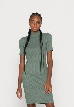 Neu 🌟 Even&Odd Damen PERKIN NECK SHORT SLEEVE 🤩 DRESS - Strickkleid - Olive ✨
