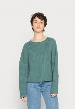 Schlussverkauf 👏 Even&Odd Damen OVERSIZE CROPPED ROLLED EDGE JUMPER - Strickpullover - Green ✔️