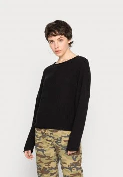 Brandneu 🤩 Even&Odd Damen OVERSIZE CROPPED ROLLED EDGE JUMPER - Strickpullover - Black ✨