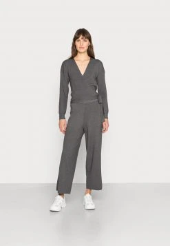 Coupon 🔔 Even&Odd Damen WRAPPED CARDIGAN SET - Strickjacke - Mottled Dark Grey 💯