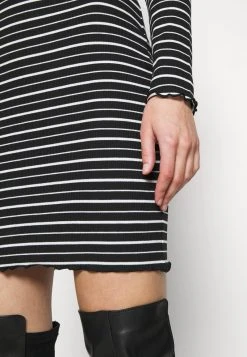 Top 10 🔔 Even&Odd Damen Rushed Edges Mini High Neck Long Sleeves Dress - Etuikleid - Black/ White ⌛ -Even Od Verkaufe e6504b7b1df94a15b236402b7e54c51c