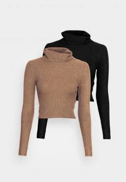 Bestpreis ✨ Even&Odd Damen CROPPED TURTLE NECK 2 PACK - Strickpullover - Black/mottled Dark Brown ✨ -Even Od Verkaufe e8a1603ff7174852bad4844a13a0e962