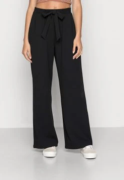 Großhandel ✨ Even&Odd BELT DETAIL WIDE LEG PANTS - Stoffhose - Black | Damen ✔️