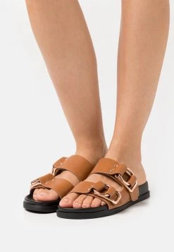 Bester Verkauf 🤩 Even&Odd Damen Pantolette Flach - Cognac 🔔