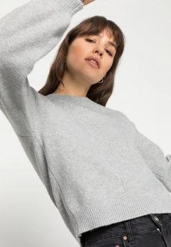 Auslauf 🤩 Even&Odd Damen POINTELLE CREW NECK JUMPER - Strickpullover - Mottled Light Grey 🌟 -Even Od Verkaufe f5c89ae76c1d4c40b0de82ba0e453646