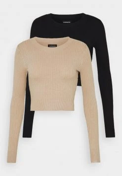 Am billigsten 🎉 Even&Odd Damen 2 PACK - Strickpullover - Black/sand 👍